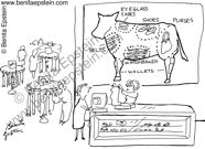 clothes shopping diagram cow leather purse shoes belts wallets cartoon 1293